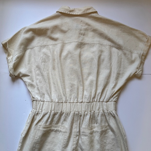 Universal Thread Short Sleeve Linen Blend Boilersuit Jumpsuit Ecru Cream Sz 6 - Picture 13 of 16